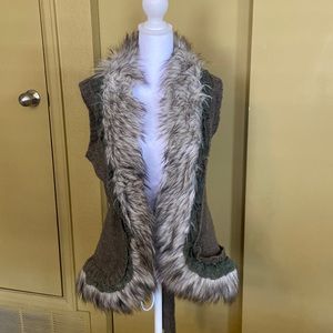 Gray Faux Fur Lined Sweater Vest - NWT